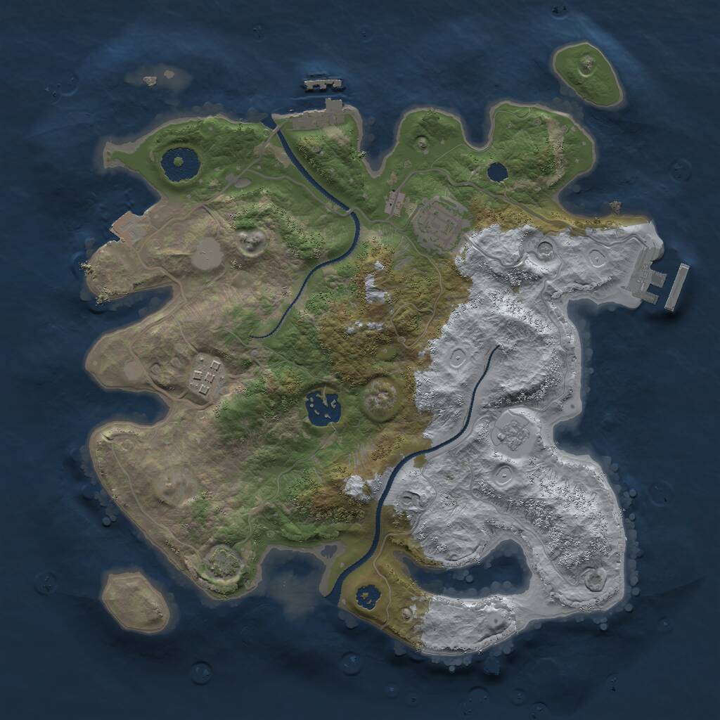 Rust Map: Procedural Map, Size: 3000, Seed: 212483, 9 Monuments