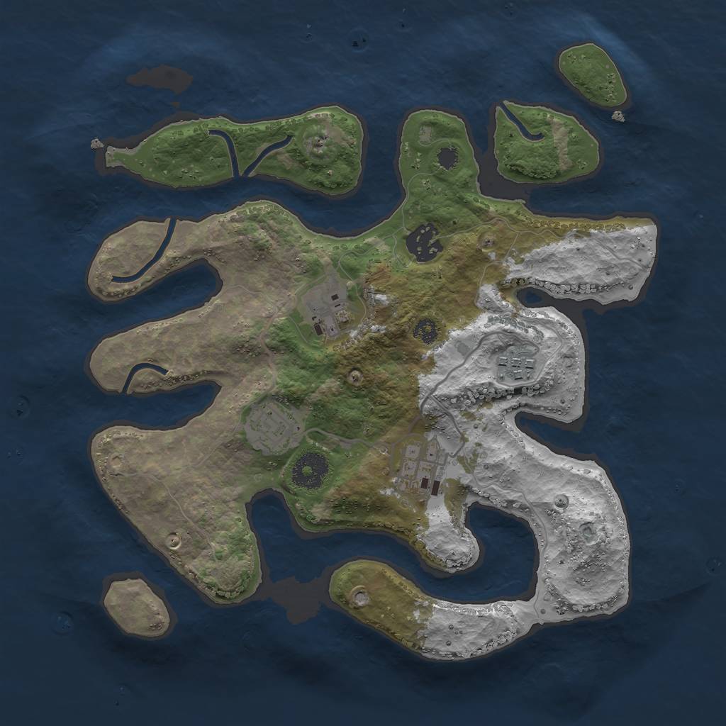 Rust Map: Procedural Map, Size: 3000, Seed: 212483, 7 Monuments