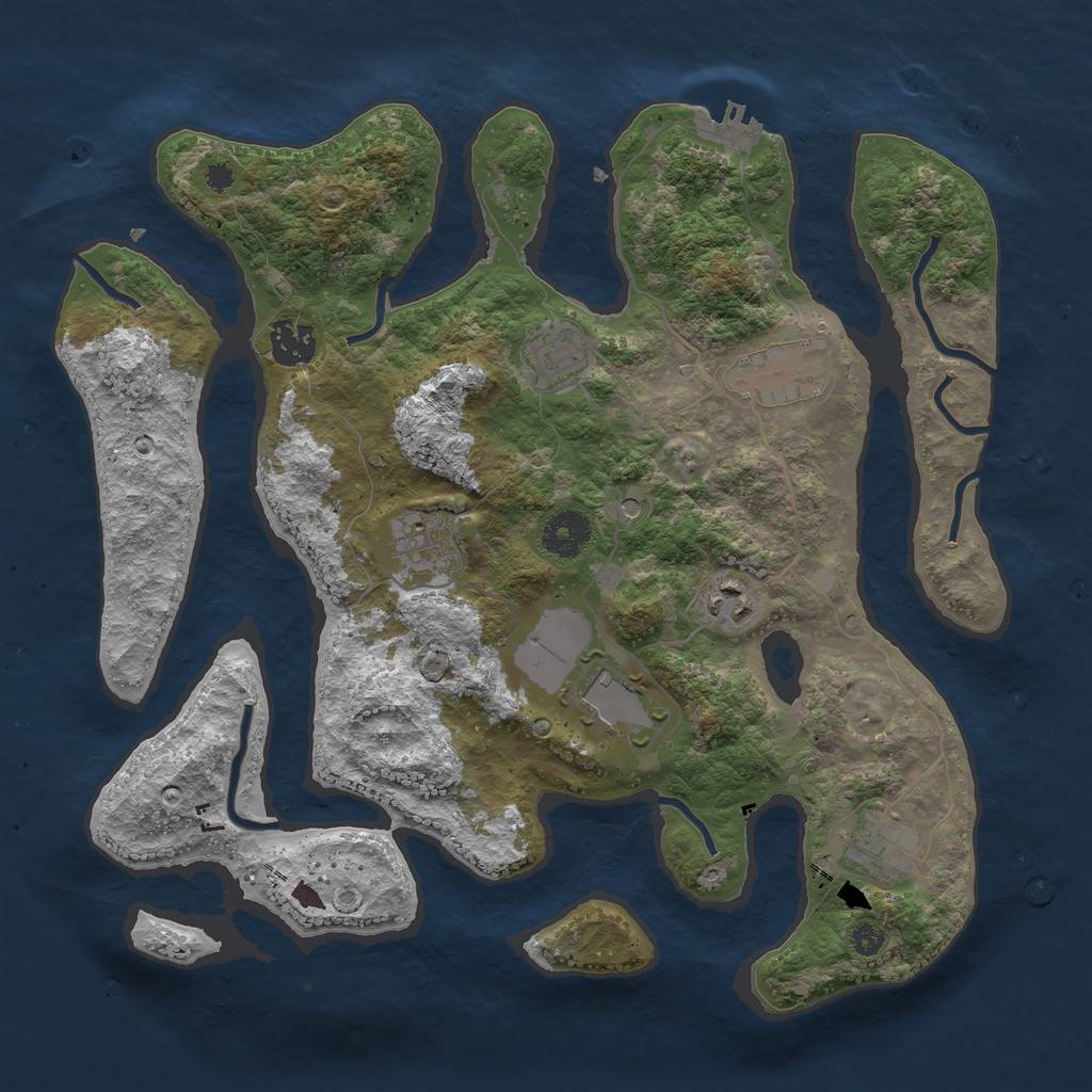 Rust Map: Procedural Map, Size: 3500, Seed: 41222212, 11 Monuments