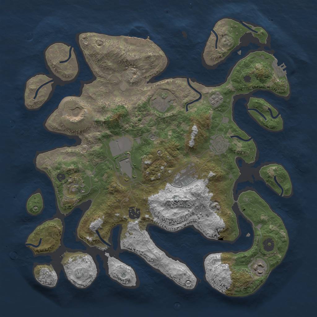 Rust Map: Procedural Map, Size: 3800, Seed: 30, 14 Monuments