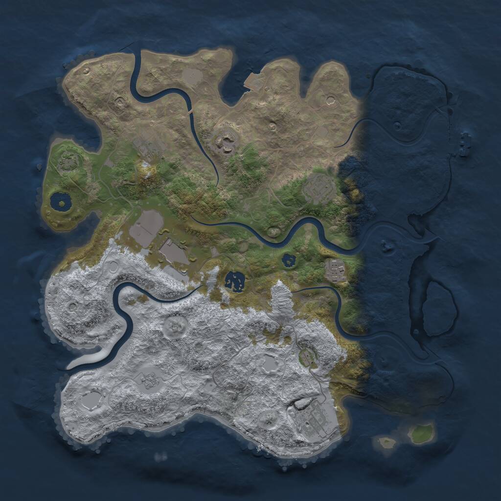 Rust Map: Procedural Map, Size: 3600, Seed: 48456885, 12 Monuments