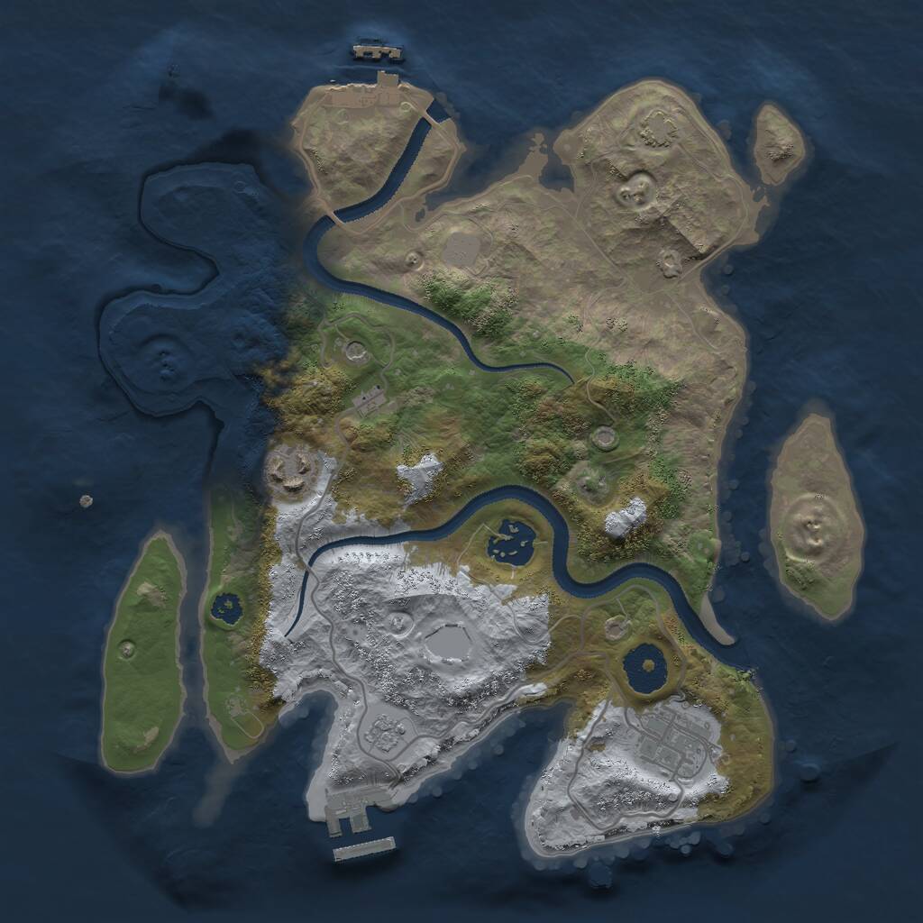 Rust Map: Procedural Map, Size: 3000, Seed: 882849, 9 Monuments