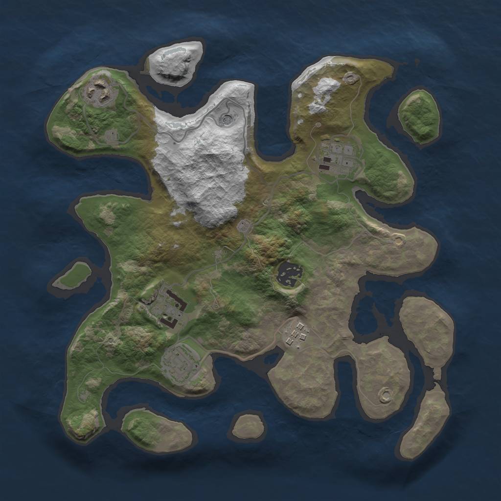 Rust Map: Barren, Size: 3000, Seed: 278629, 9 Monuments
