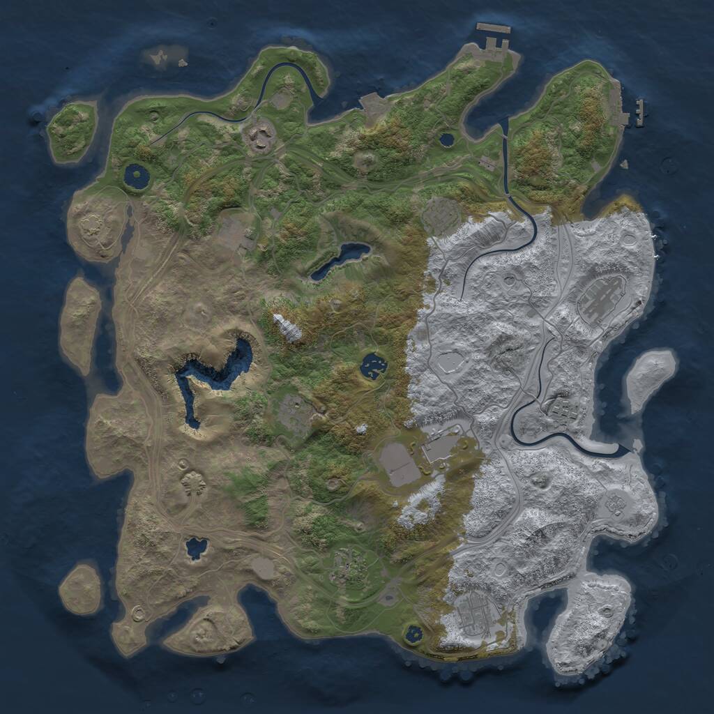 Rust Map: Procedural Map, Size: 4250, Seed: 703698, 16 Monuments