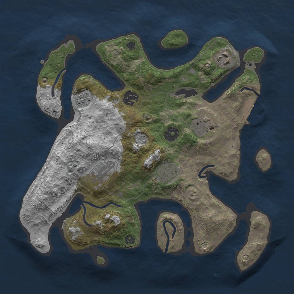 Rust Map: Procedural Map, Size: 3000, Seed: 1568160300, 10 Monuments