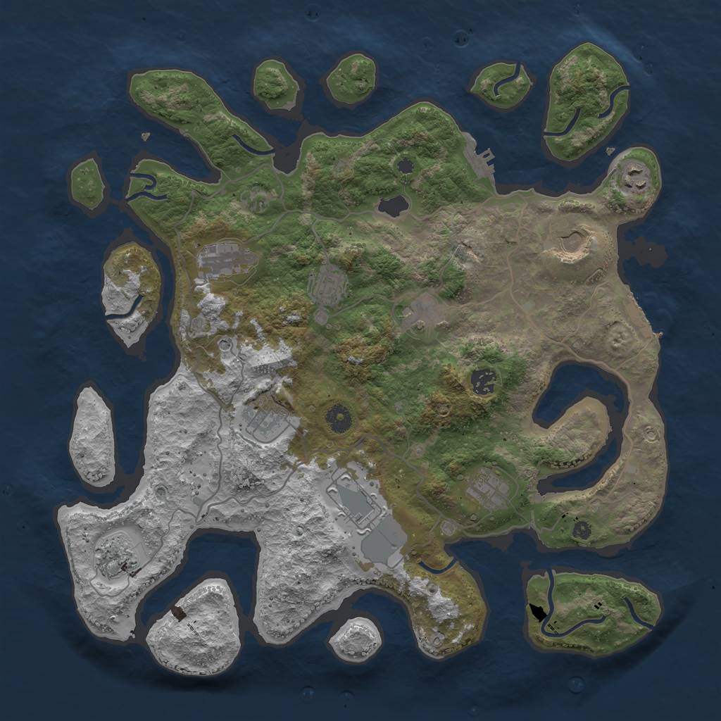 Rust Map: Procedural Map, Size: 4050, Seed: 343010852, 15 Monuments