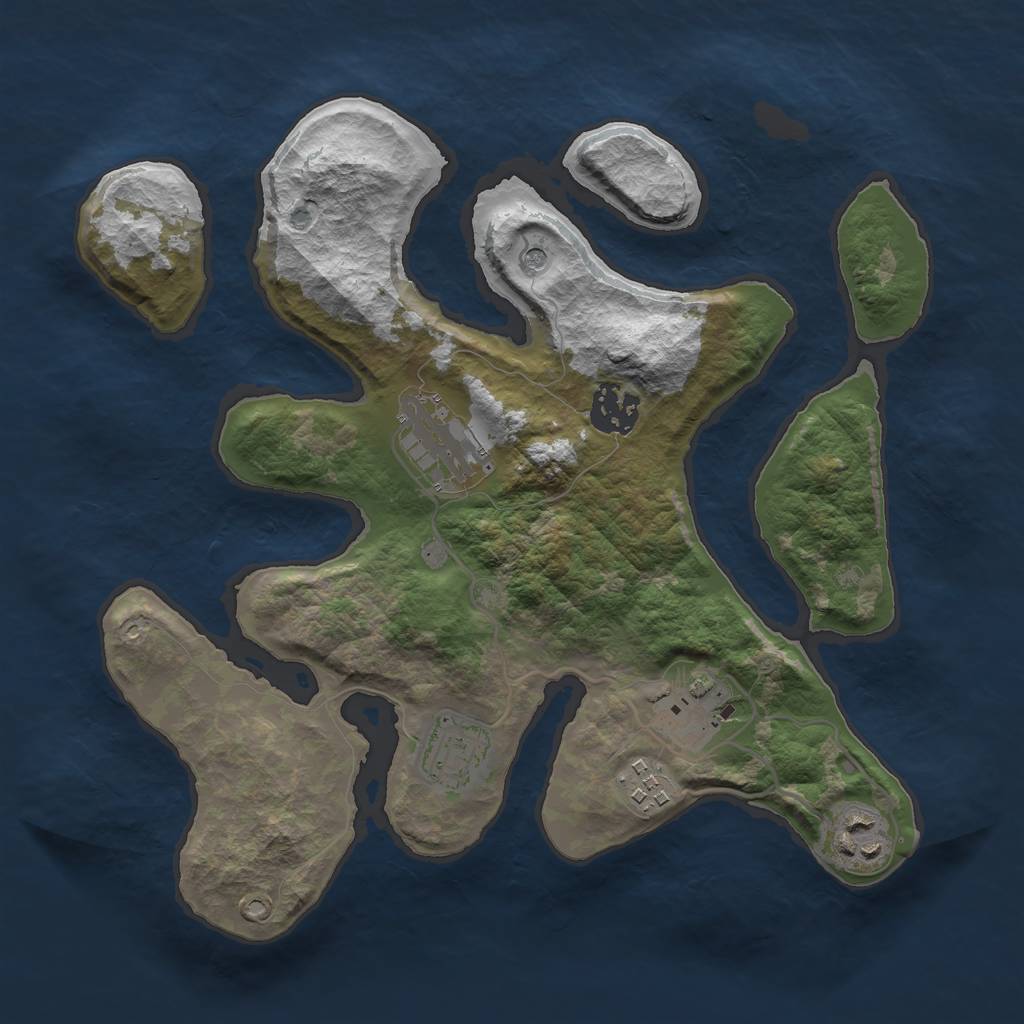 Rust Map: Barren, Size: 3000, Seed: 919001, 9 Monuments