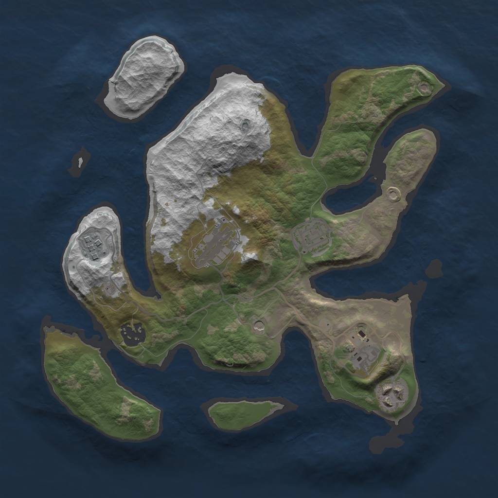 Rust Map: Barren, Size: 3000, Seed: 871315, 9 Monuments