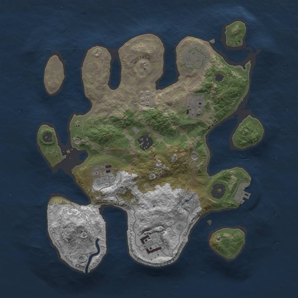 Rust Map: Procedural Map, Size: 3000, Seed: 936081, 10 Monuments