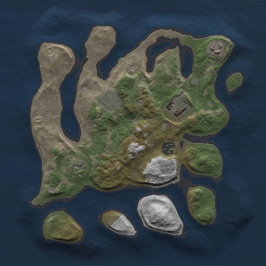 Rust Map: Barren, Size: 3000, Seed: 771547, 9 Monuments