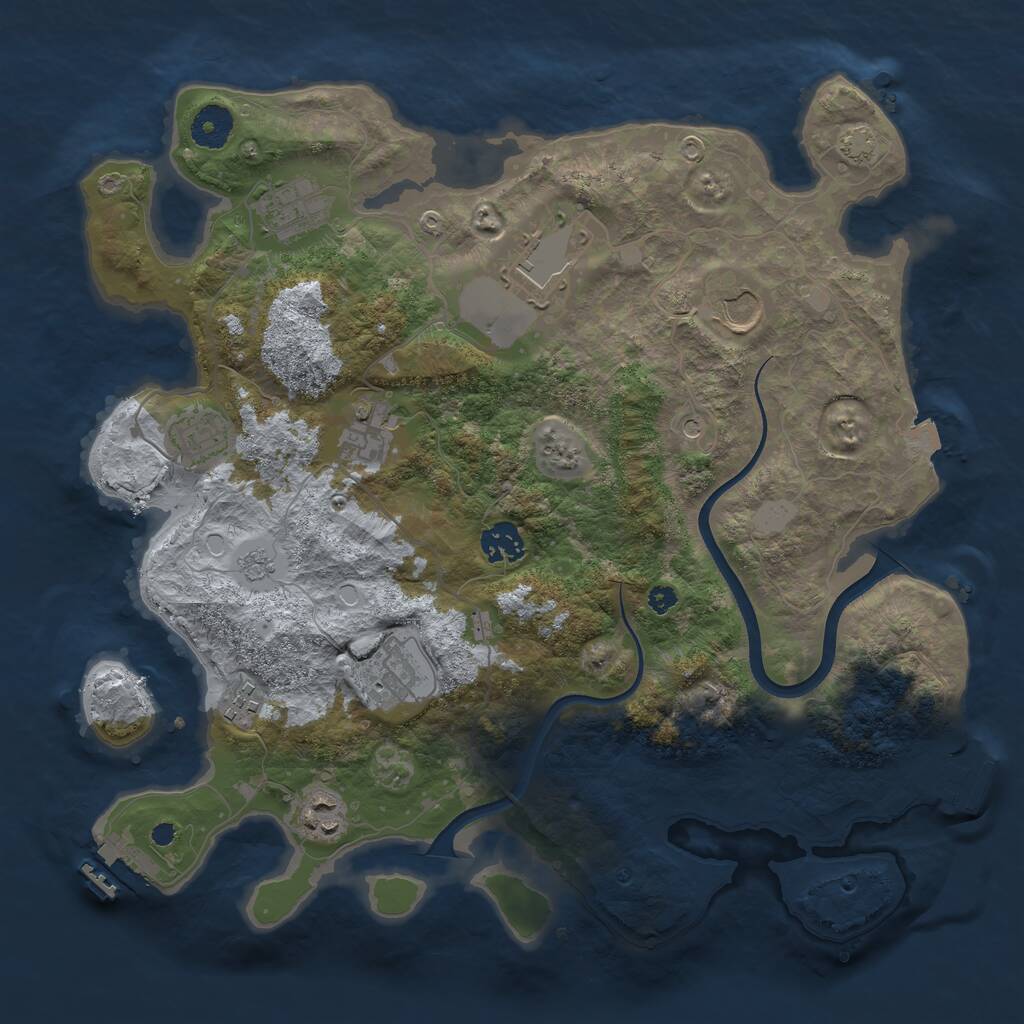 Rust Map: Procedural Map, Size: 3650, Seed: 1166958068, 15 Monuments