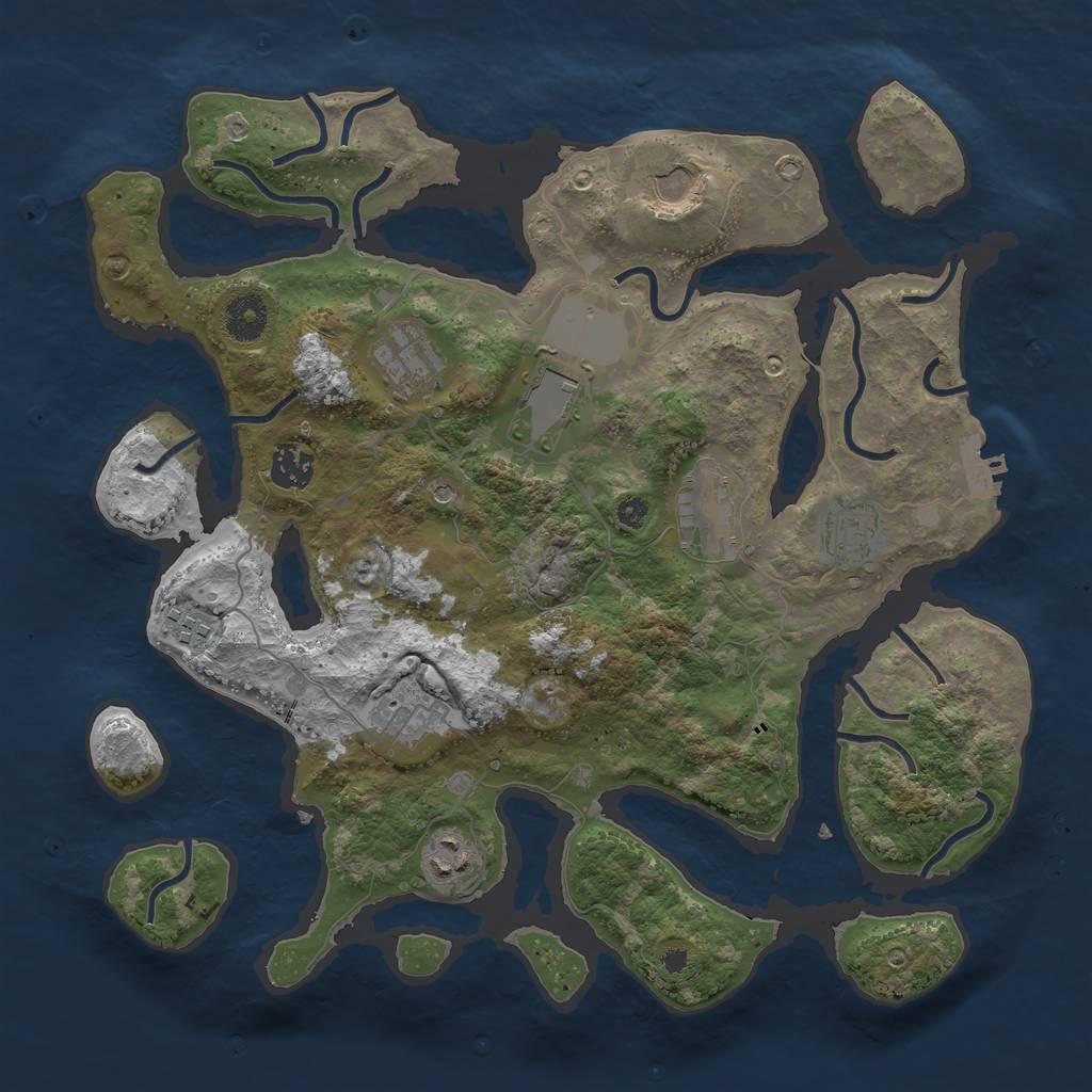 Rust Map: Procedural Map, Size: 3650, Seed: 1166958068, 13 Monuments