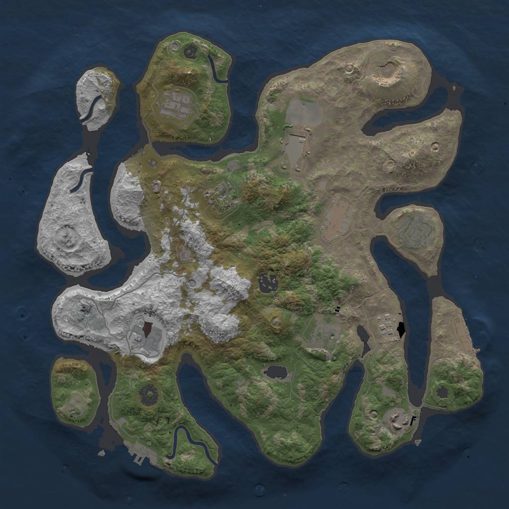 Rust Map: Procedural Map, Size: 3700, Seed: 1861050272, 16 Monuments