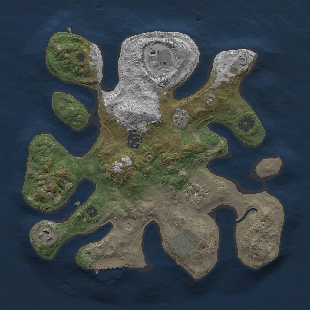 Rust Map: Procedural Map, Size: 3000, Seed: 12345456, 10 Monuments