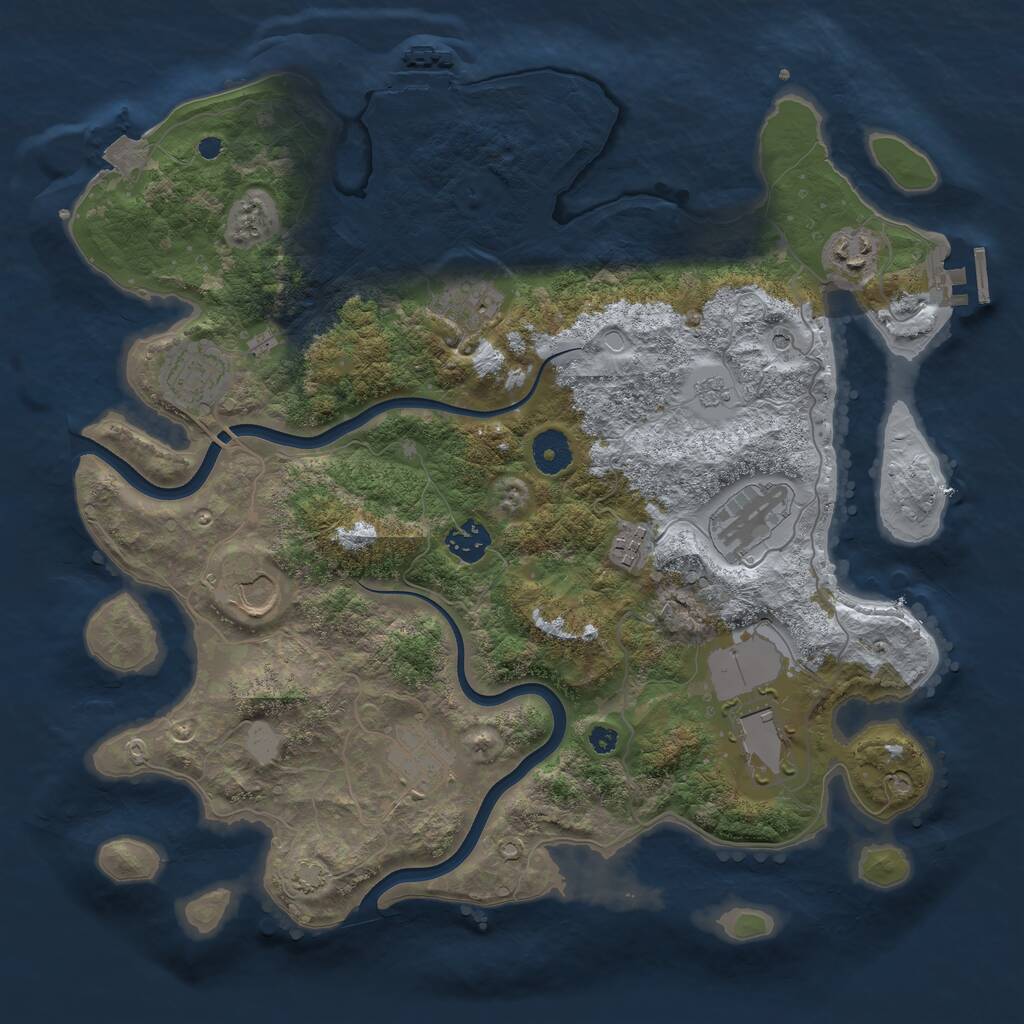 Rust Map: Procedural Map, Size: 3700, Seed: 950755237, 15 Monuments