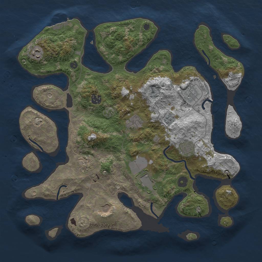 Rust Map: Procedural Map, Size: 3700, Seed: 950755237, 13 Monuments