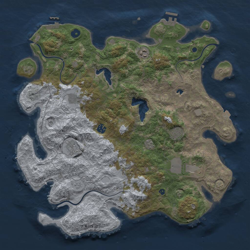 Rust Map: Procedural Map, Size: 4200, Seed: 146537641, 14 Monuments