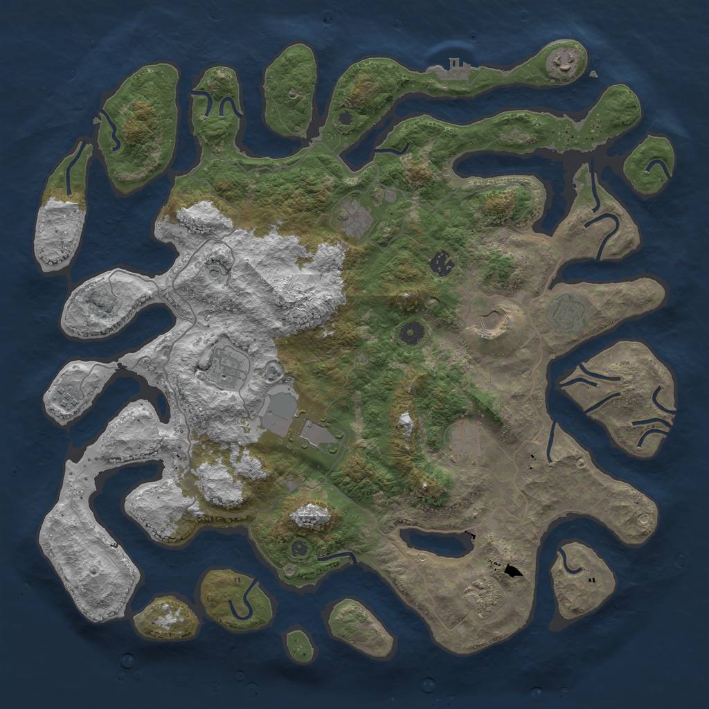 Rust Map: Procedural Map, Size: 4500, Seed: 1809372200, 14 Monuments