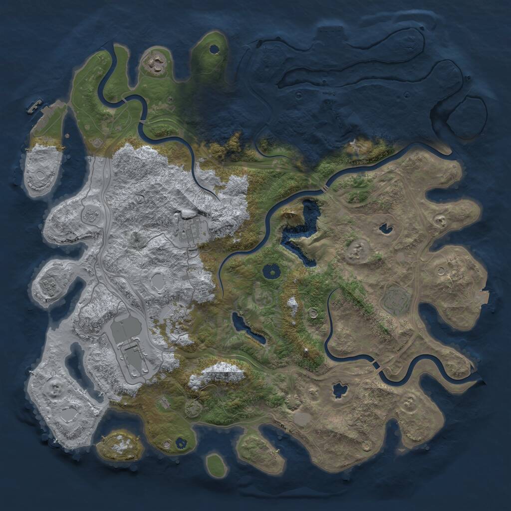Rust Map: Procedural Map, Size: 4500, Seed: 1809372200, 12 Monuments