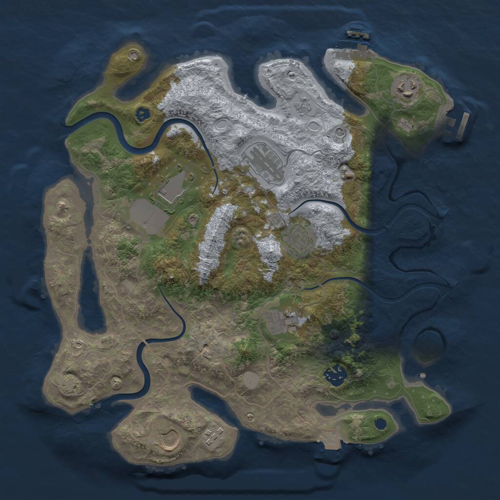 Rust Map: Procedural Map, Size: 3500, Seed: 2026982384, 14 Monuments