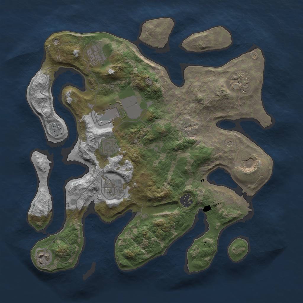 Rust Map: Barren, Size: 3500, Seed: 2005865340, 12 Monuments