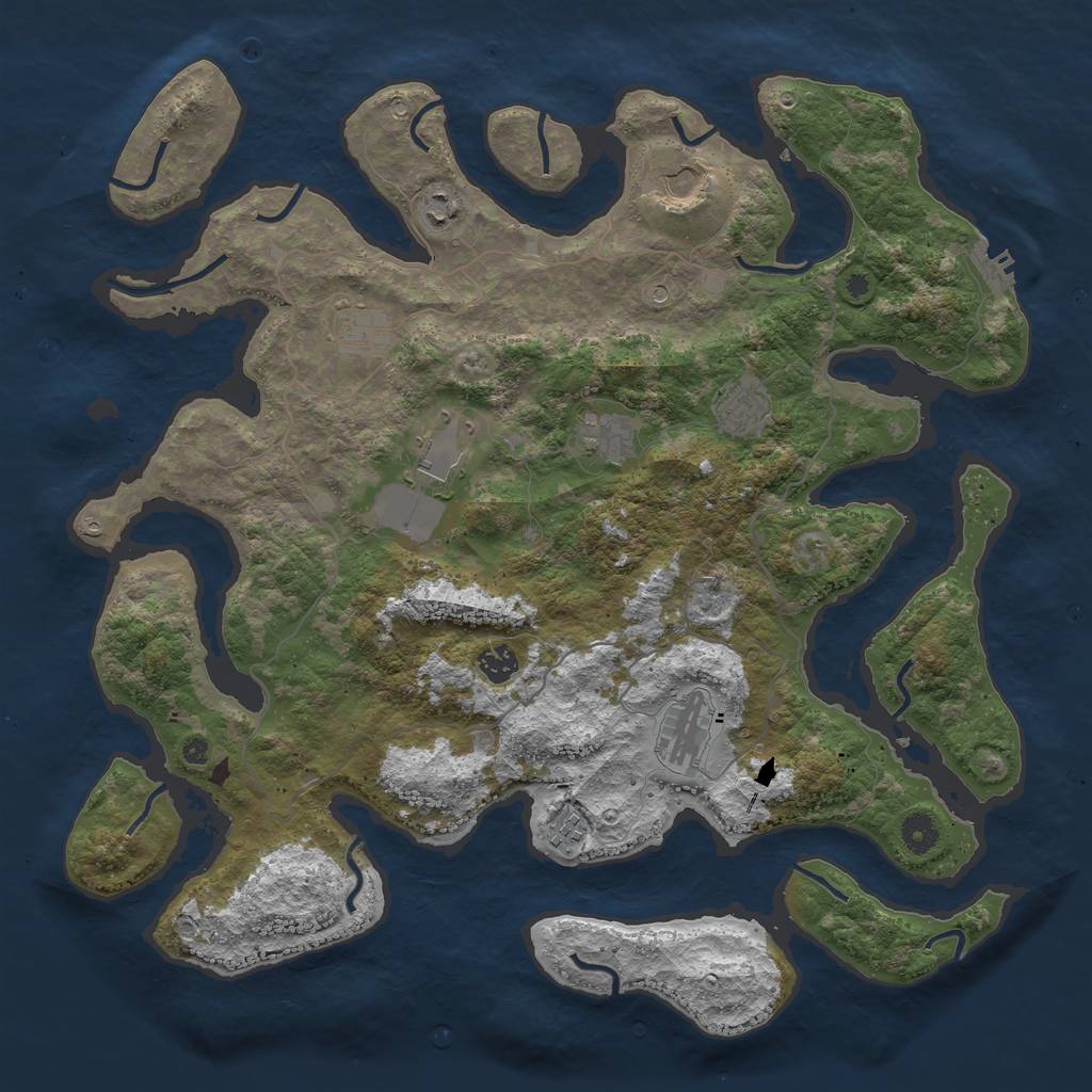 Rust Map: Procedural Map, Size: 4300, Seed: 1089422647, 13 Monuments