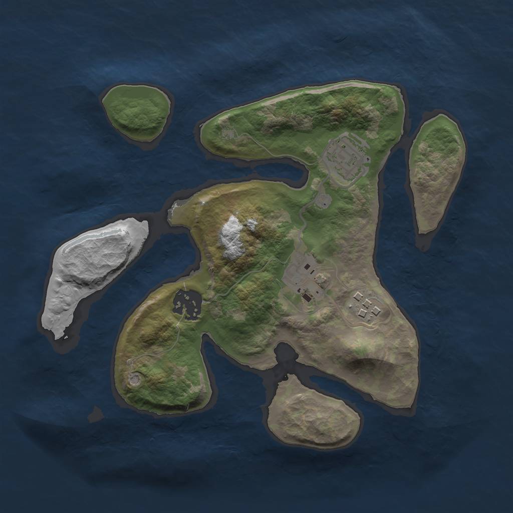 Rust Map: Barren, Size: 2500, Seed: 4132, 6 Monuments