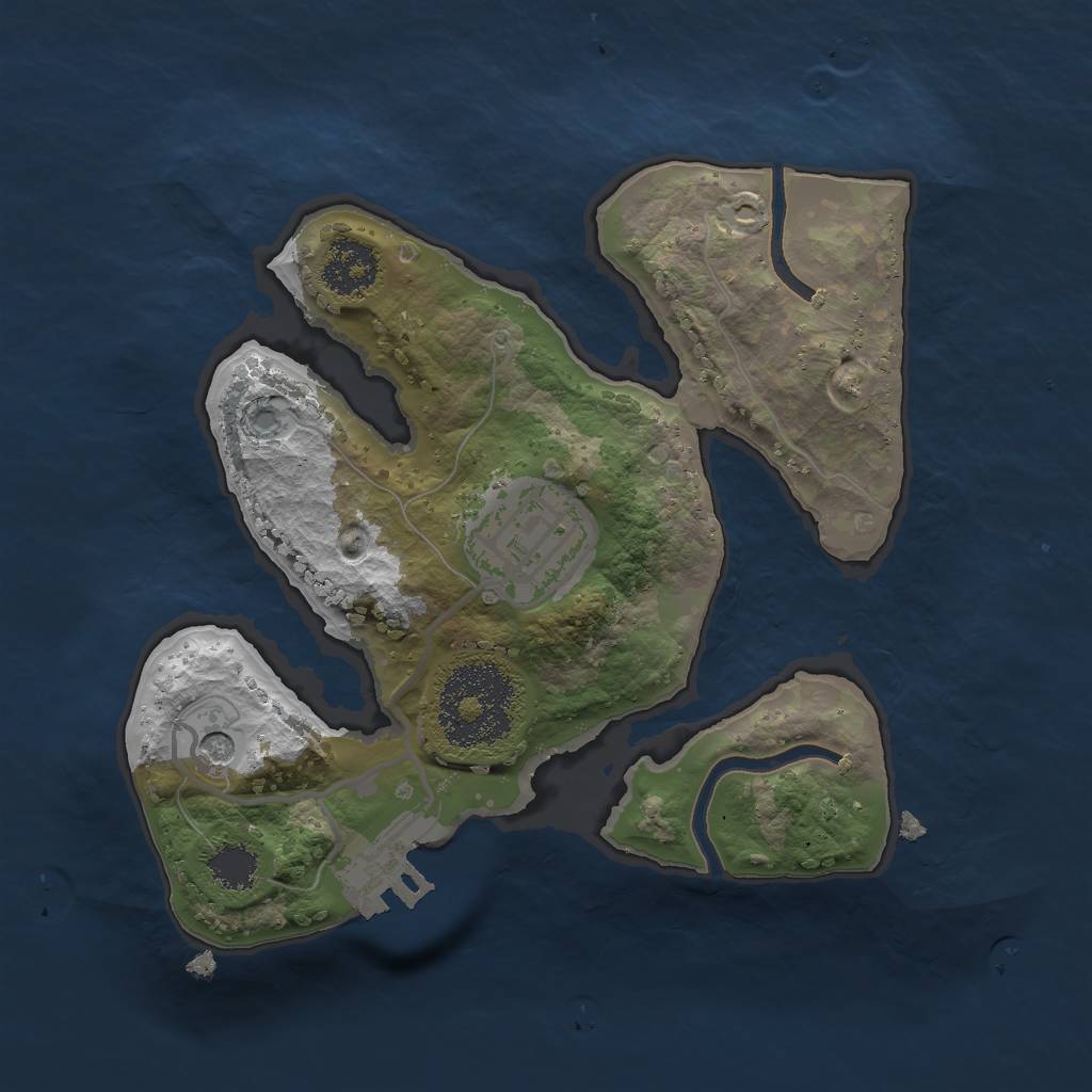 Rust Map: Procedural Map, Size: 2000, Seed: 1377102282, 5 Monuments