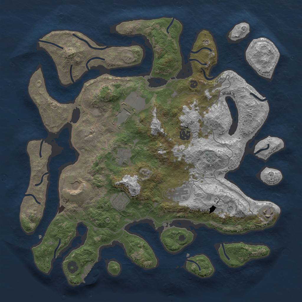 Rust Map: Procedural Map, Size: 4000, Seed: 2090639886, 12 Monuments