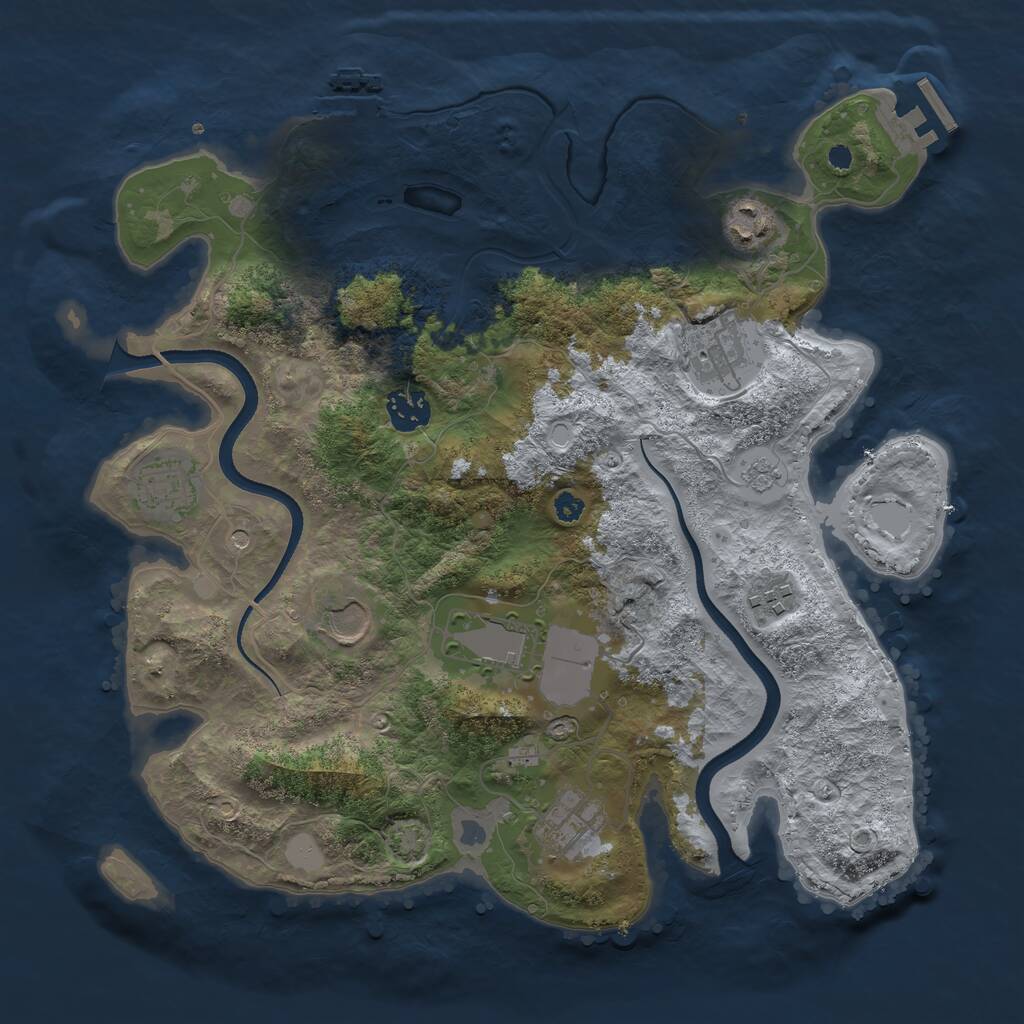 Rust Map: Procedural Map, Size: 3500, Seed: 77552687, 14 Monuments