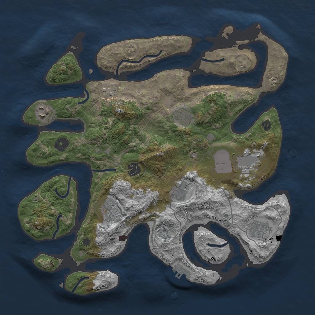 Rust Map: Procedural Map, Size: 3500, Seed: 612633389, 11 Monuments