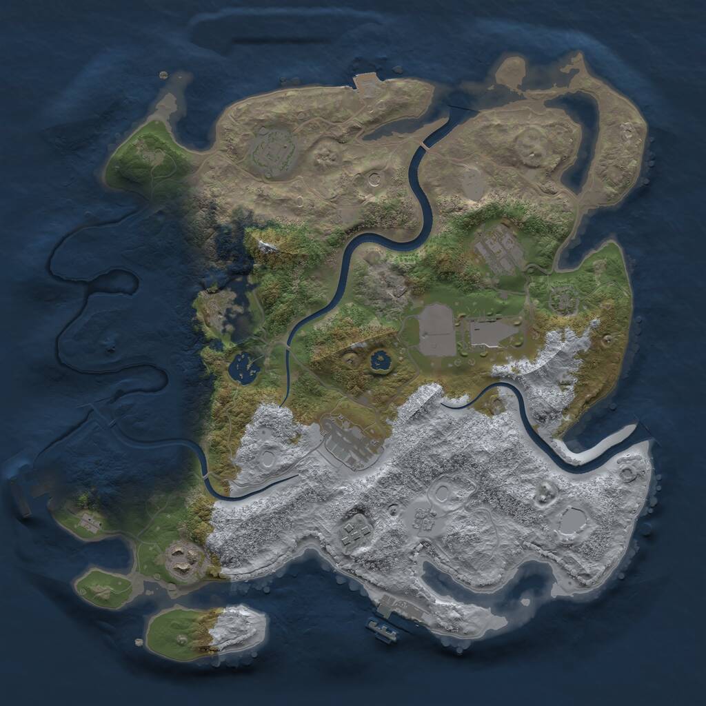 Rust Map: Procedural Map, Size: 3500, Seed: 612633389, 14 Monuments