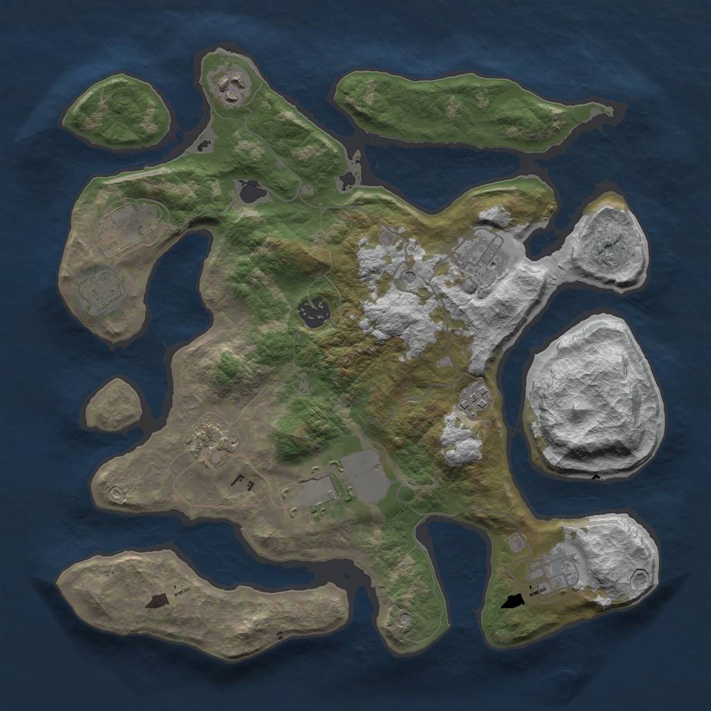 Rust Map: Barren, Size: 3500, Seed: 1149797322, 12 Monuments