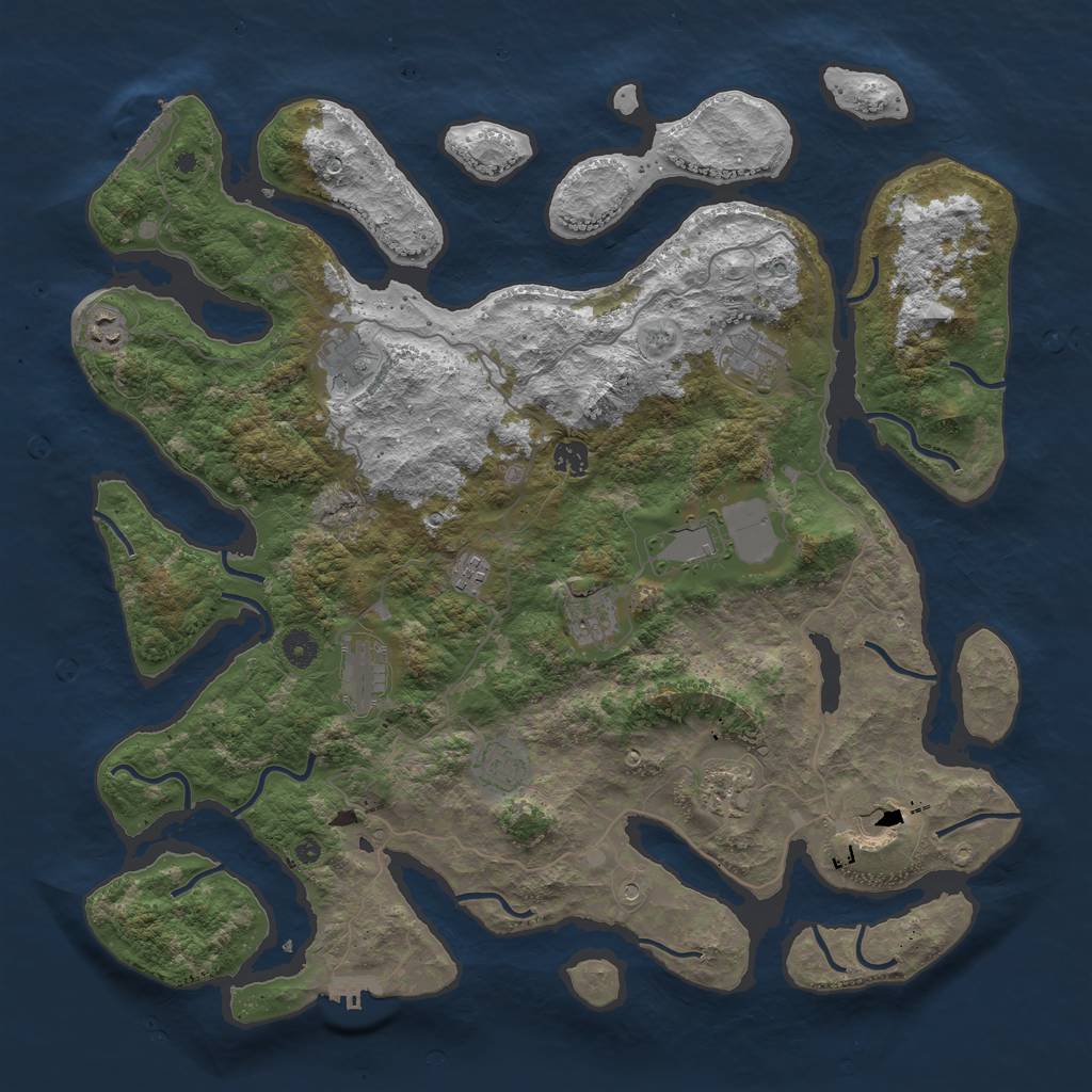 Rust Map: Procedural Map, Size: 4500, Seed: 1650734610, 16 Monuments