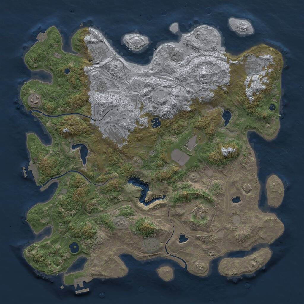 Rust Map: Procedural Map, Size: 4500, Seed: 1650734610, 15 Monuments