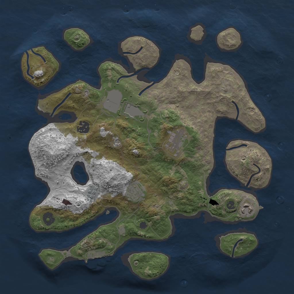 Rust Map: Procedural Map, Size: 3500, Seed: 383411469, 10 Monuments