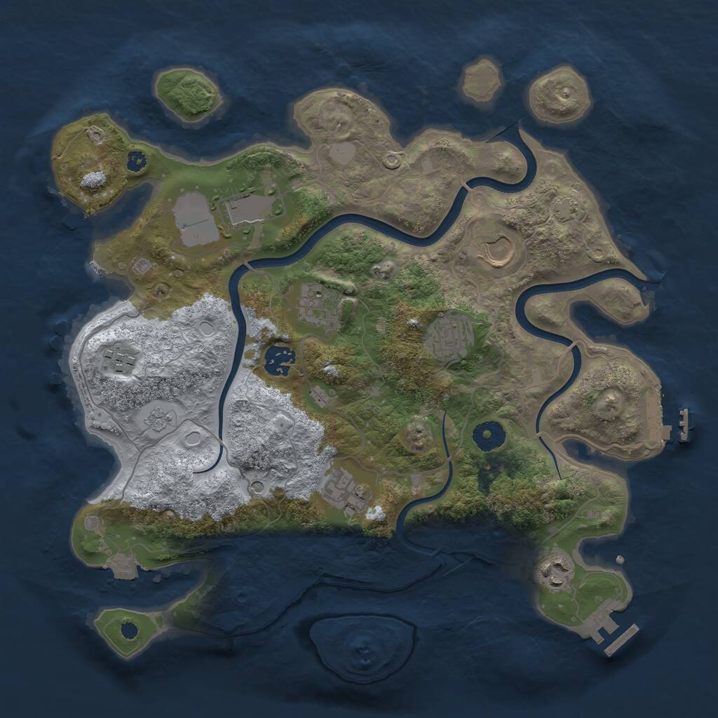 Rust Map: Procedural Map, Size: 3500, Seed: 383411469, 14 Monuments