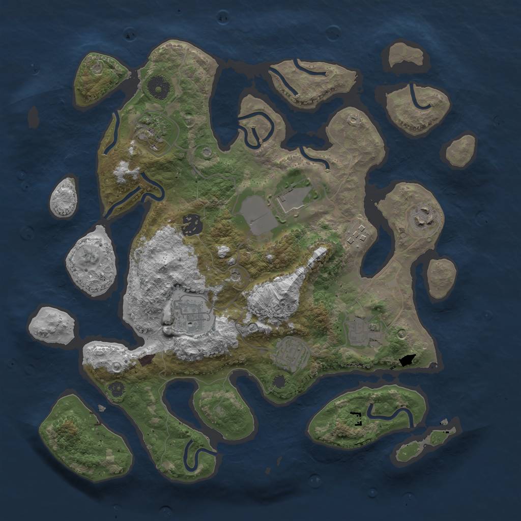 Rust Map: Procedural Map, Size: 3500, Seed: 868253721, 11 Monuments