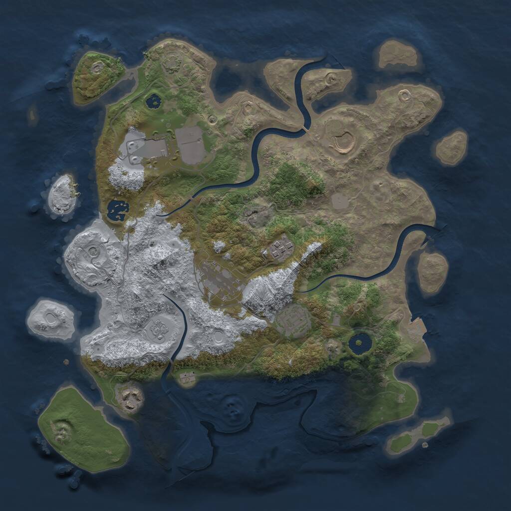 Rust Map: Procedural Map, Size: 3500, Seed: 868253721, 11 Monuments