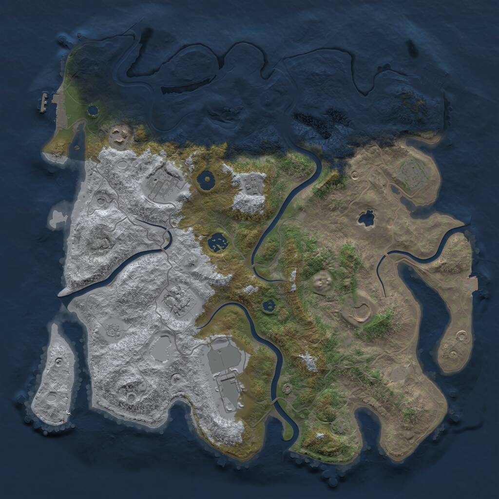 Rust Map: Procedural Map, Size: 4050, Seed: 96877957, 14 Monuments