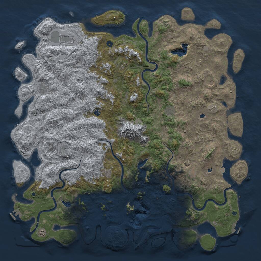 Rust Map: Procedural Map, Size: 6000, Seed: 4215, 17 Monuments