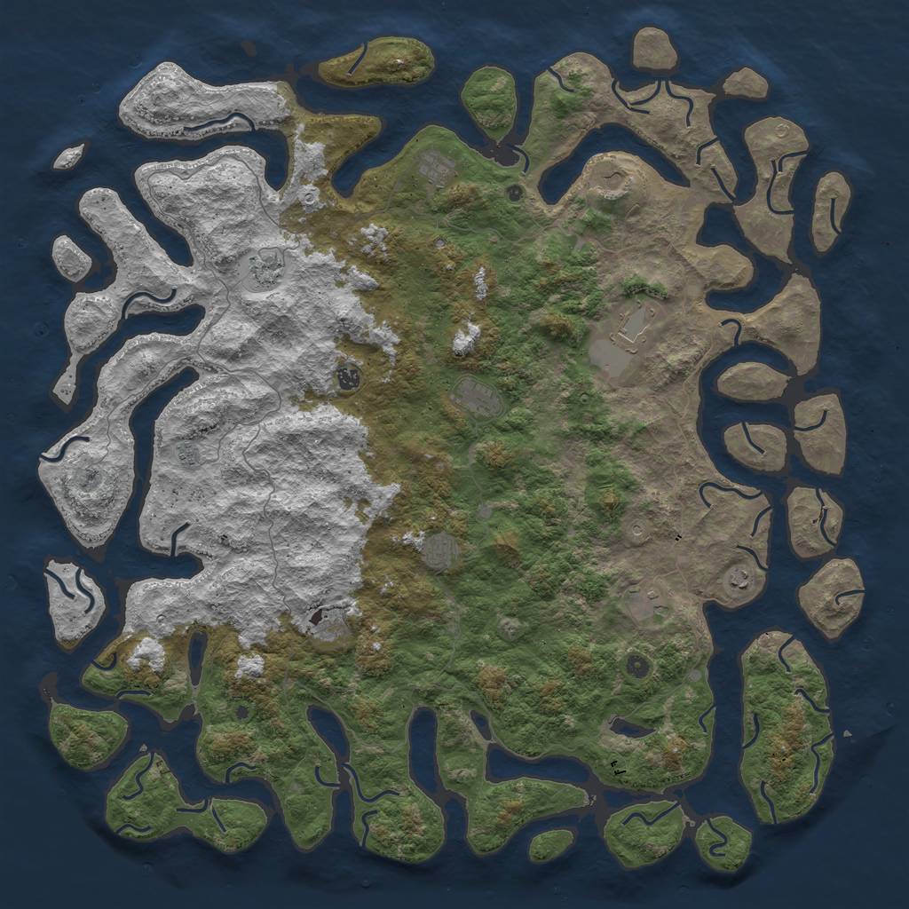 Rust Map: Procedural Map, Size: 6000, Seed: 4215, 14 Monuments