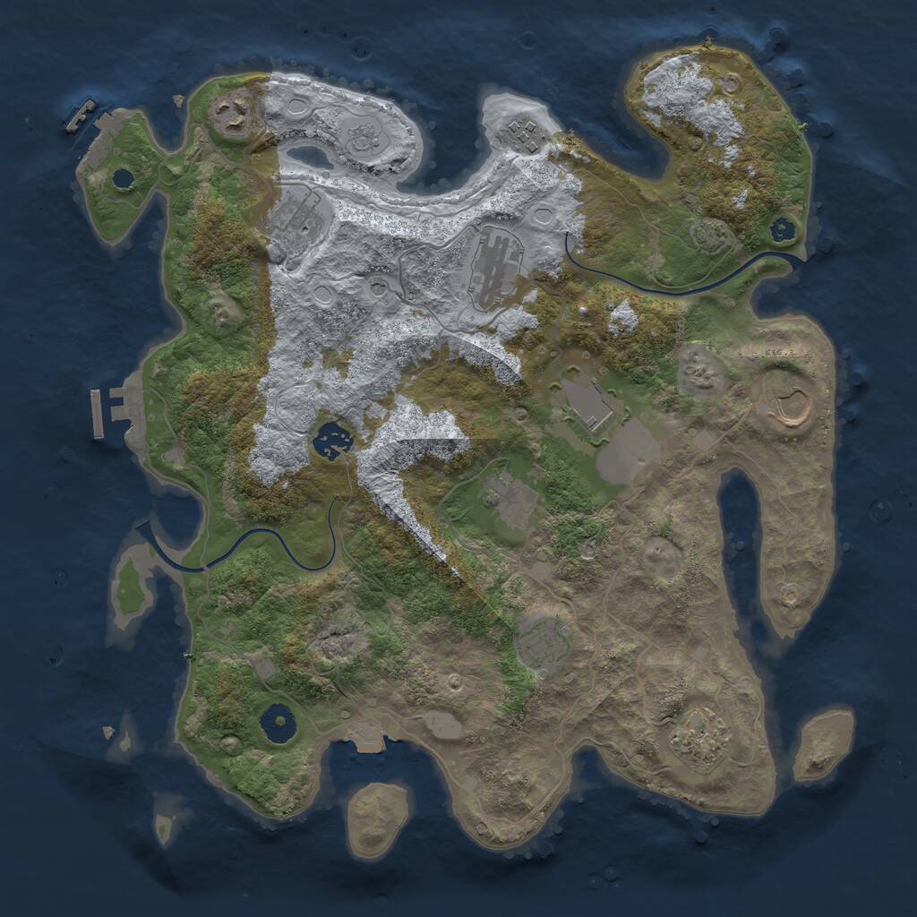 Rust Map: Procedural Map, Size: 3750, Seed: 1569625580, 16 Monuments