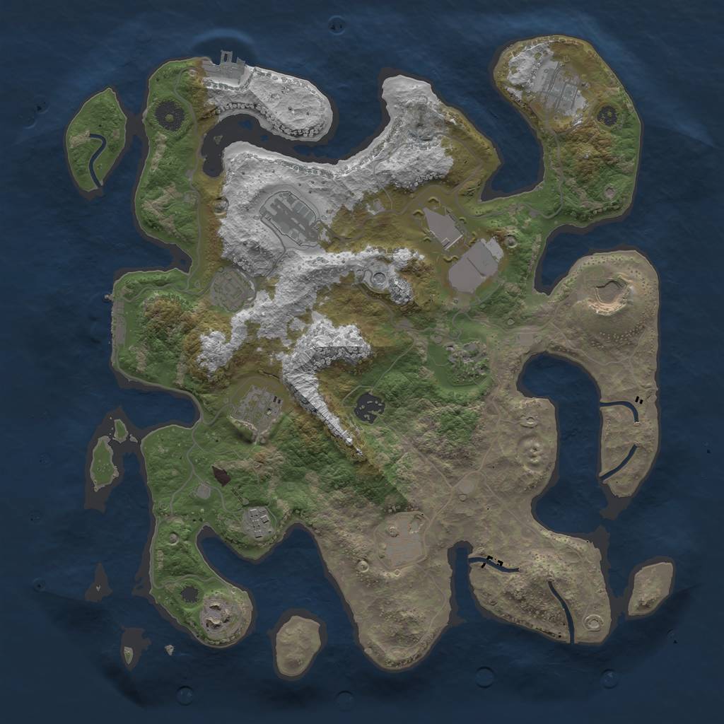 Rust Map: Procedural Map, Size: 3750, Seed: 1569625580, 16 Monuments