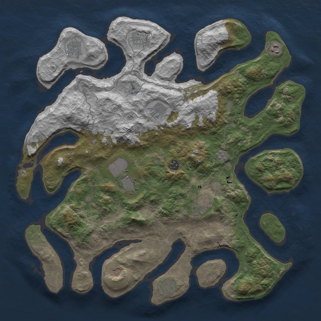 Rust Map: Barren, Size: 4500, Seed: 643636346, 13 Monuments