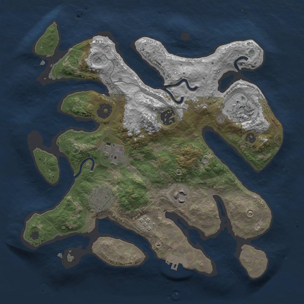 Rust Map: Procedural Map, Size: 3000, Seed: 7931676, 10 Monuments