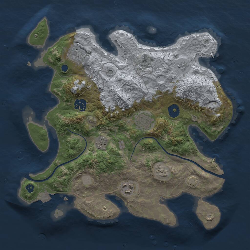 Rust Map: Procedural Map, Size: 3000, Seed: 7931676, 9 Monuments