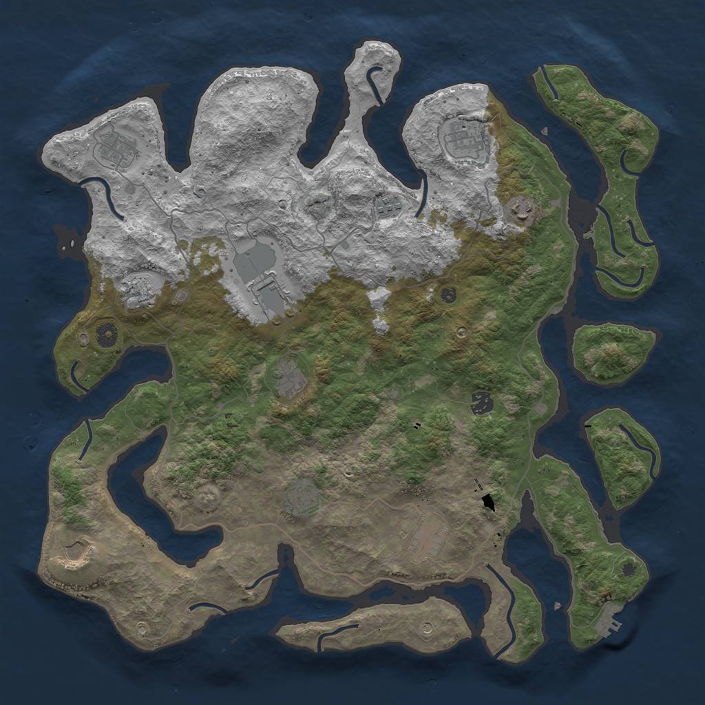 Rust Map: Procedural Map, Size: 4500, Seed: 2342423, 15 Monuments