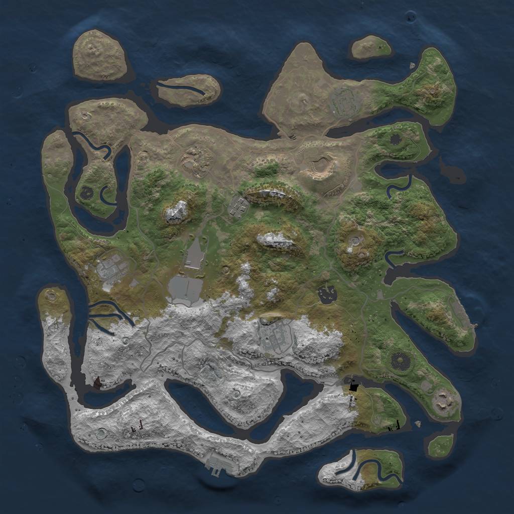 Rust Map: Procedural Map, Size: 4000, Seed: 31267845, 14 Monuments