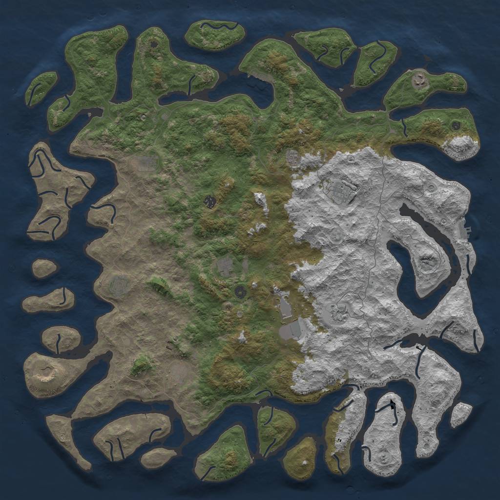 Rust Map: Procedural Map, Size: 6000, Seed: 69445481, 16 Monuments